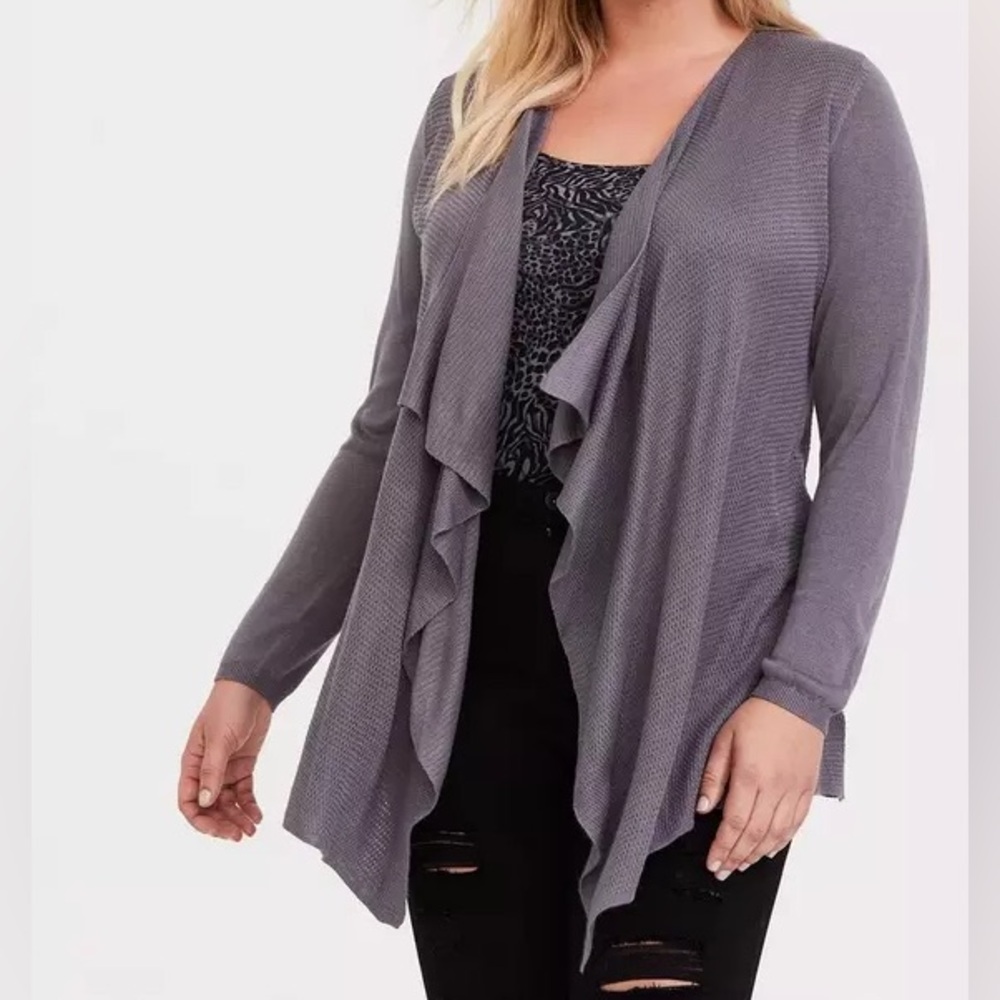 Plus Size Torrid Cardigan Drape Front Sweater